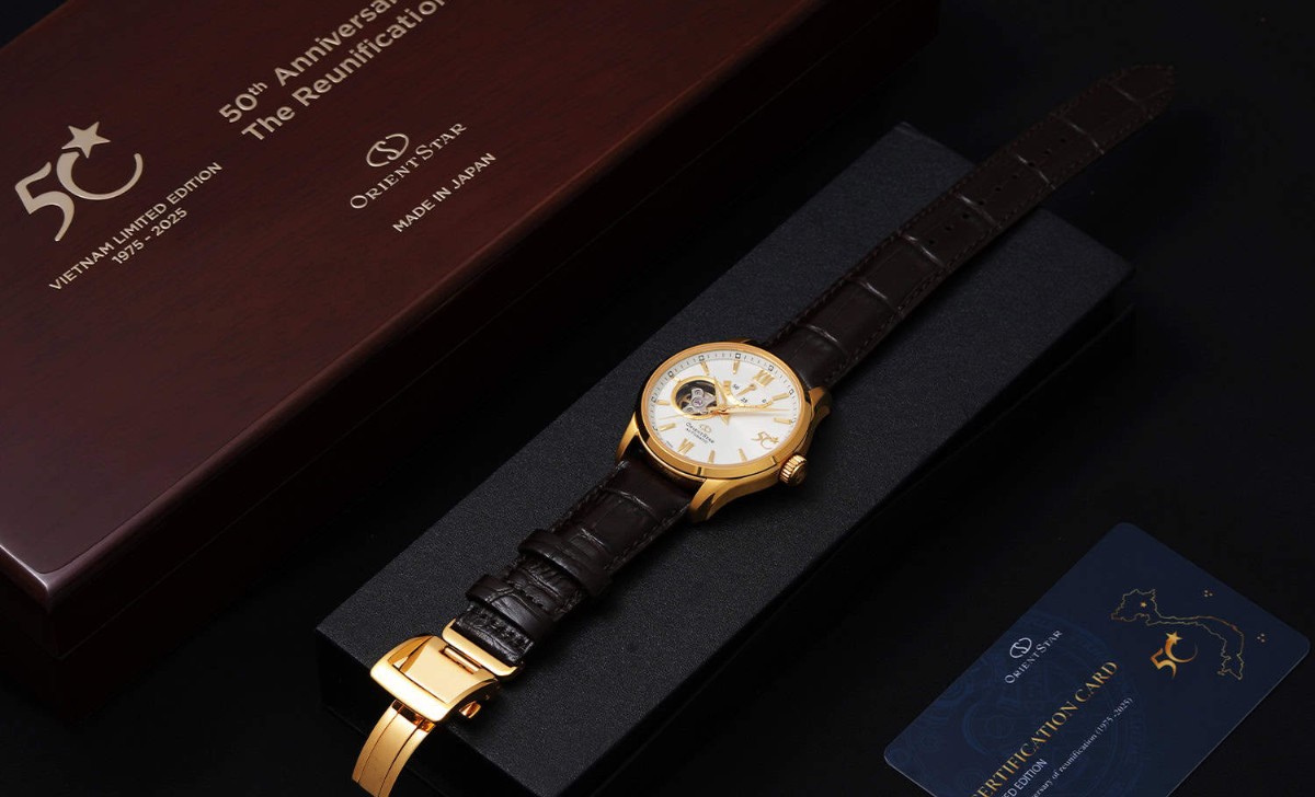 4 mẫu đồng hồ mới Orient Vietnam Special Edition 2025 tôn vinh hào khí Việt 4 Hộp gỗ in chữ 50th Anniversary