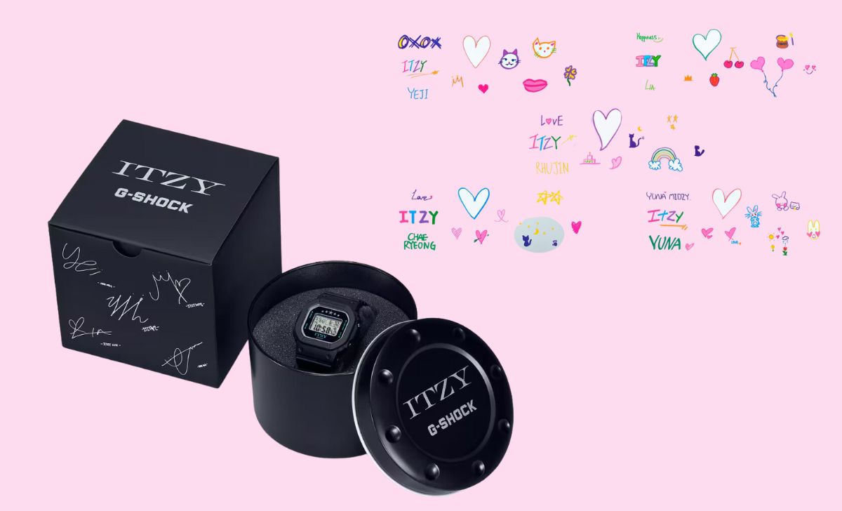 Casio x ITZY tái hợp tác phát hành đồng hồ nữ mới G-SHOCK GMD-S5610IT 6 hộp kèm nhãn dán