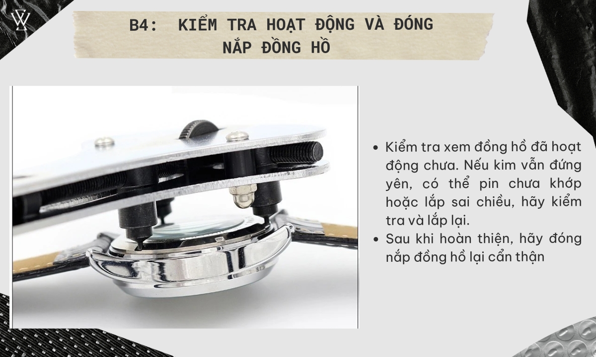 Cách thay pin đồng hồ Casio cực kỳ đơn giản tại nhà 8 Kiểm tra đồng hồ đã hoạt động hay chưa và tiến hành nắp đồng hồ lại