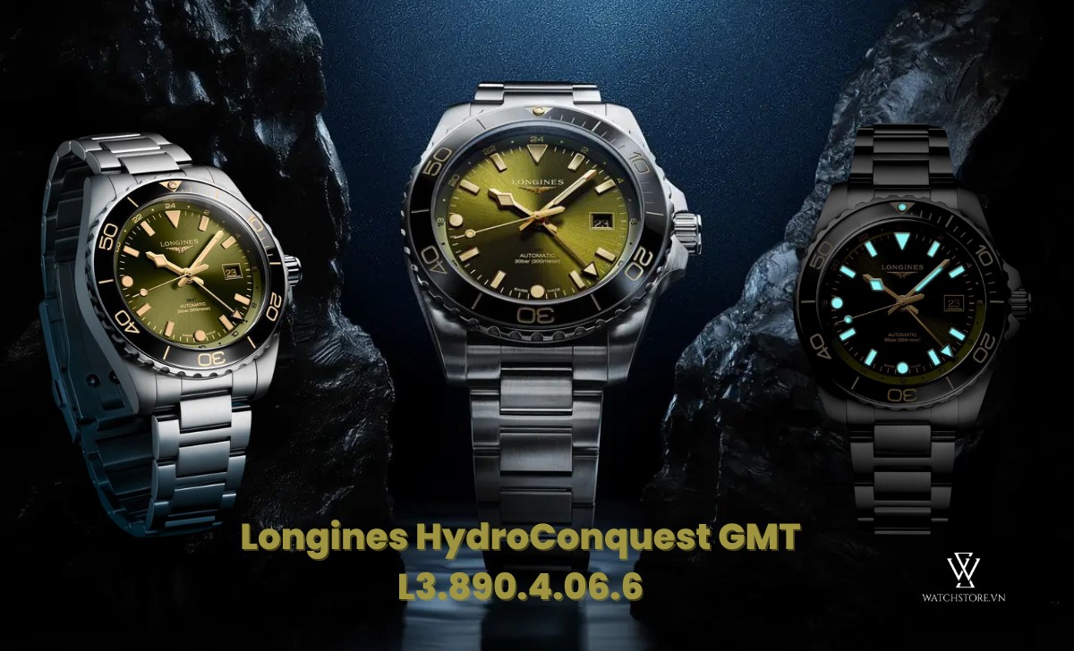 Danh sách 11 mẫu đồng hồ Longines mới nhất phát hành 2024 5 Longines HydroConquest GMT L3.890.4.06.6