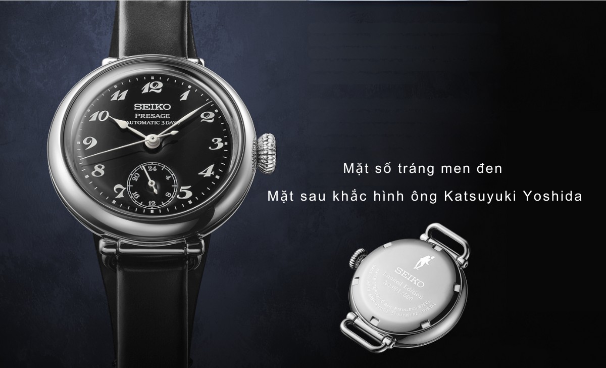 Seiko x Porter Classic hợp tác tân trang mẫu đồng hồ mới Presage Laurel Limited 3 Mặt số tráng men đen