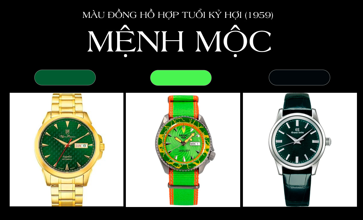 Tuổi Hợi đeo đồng hồ màu gì hợp mệnh? 40 mẫu nên chọn 1 màu đồng hồ hợp tuổi Kỷ Hợi