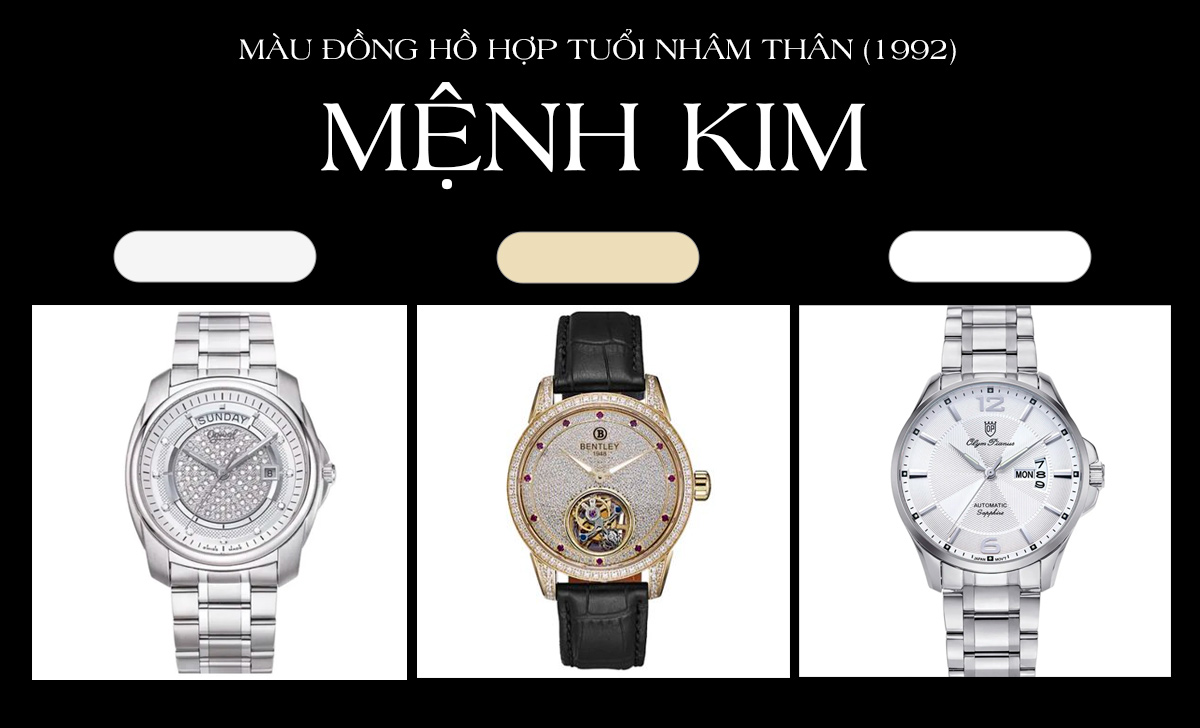 Tuổi Thân nên đeo đồng hồ màu gì tốt? 50 mẫu hợp mệnh 4 màu đồng hồ hợp tuổi Nhâm Thân