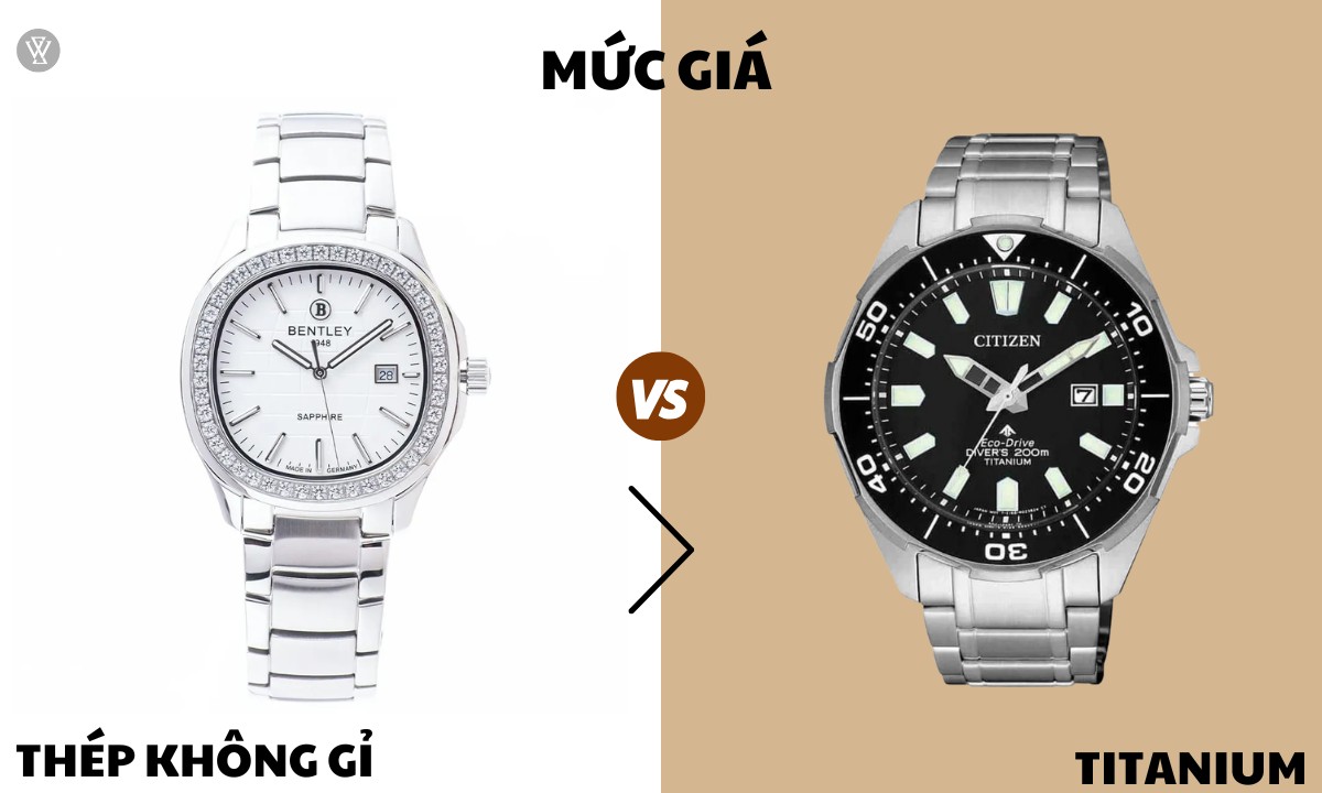 So sánh đồng hồ titanium và đồng hồ thép không gỉ 10 Về mức giá titanium nhìn hơn mức giá của thép không gỉ