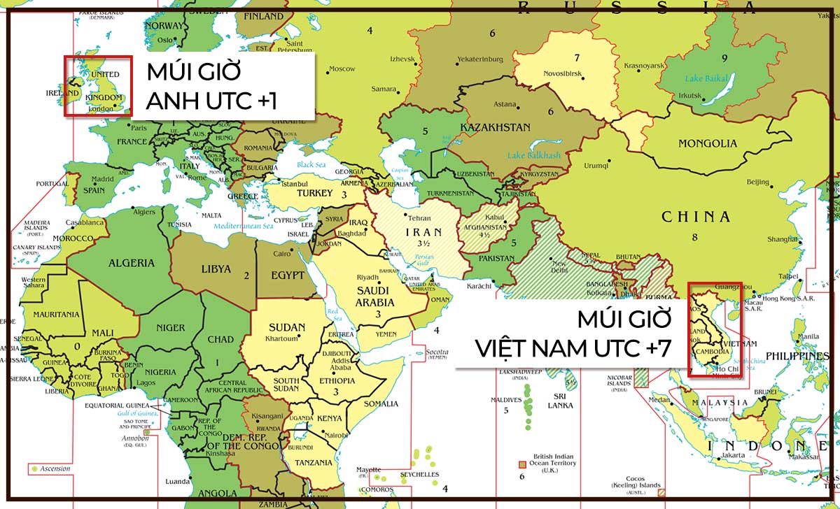 múi giờ Việt Nam và Anh