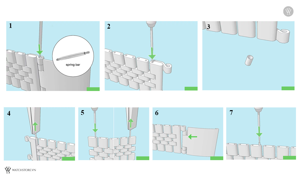 tháo mắt chân tròn dẹt dây đồng hồ