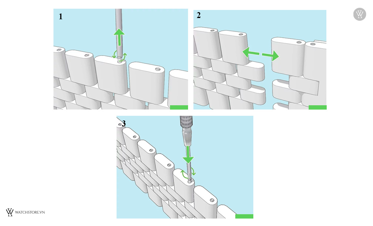 tháo mắt chân vít dây đồng hồ