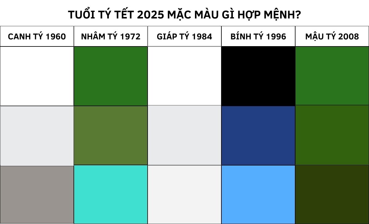 Tết 2025 mặc màu gì hợp tuổi thu hút tài lộc tình duyên 3 tuổi Tý Tết 2025 mặc màu gì