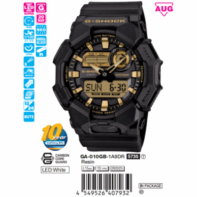Casio 55.1 x 51.9mm Nam GD-010GB-1A9DR chính hãng Casio 55.1 x 51.9mm Nam GD-010GB-1A9DR
