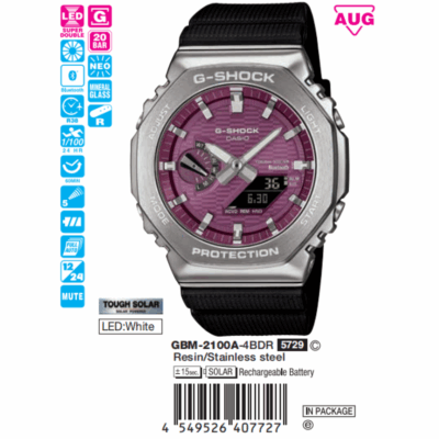 Casio 49.3 x 44.4mm Nam GBM-2100A-4BDR chính hãng Casio 49.3 x 44.4mm Nam GBM-2100A-4BDR
