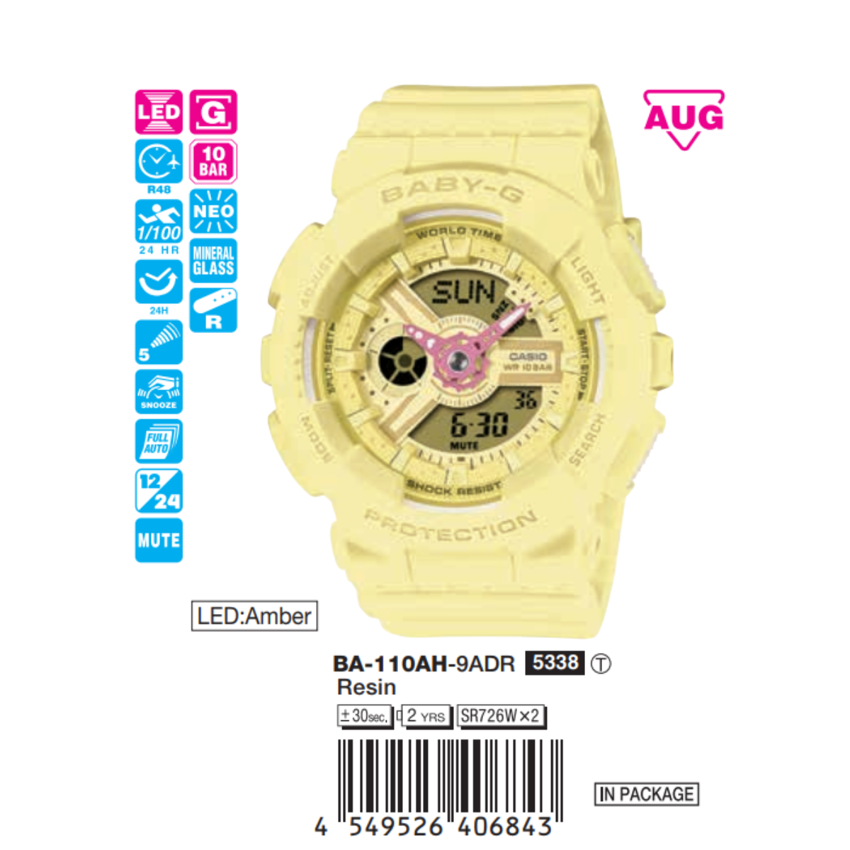 Casio 43.4mm Nữ BA-110AH-9ADR
