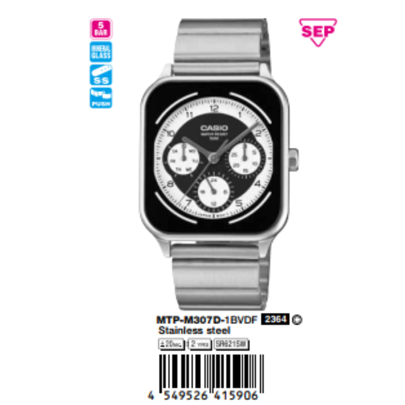 Casio 44.5mm Nam MTP-M307D-1BVDF