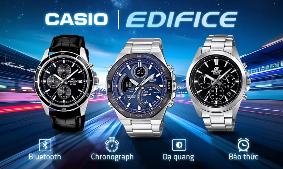 Đồng hồ Casio Edifice 83 Dòng Edifice đi kèm với tiện ích lịch ngày, lịch thứ, đèn LED hỗ trợ người dùng
