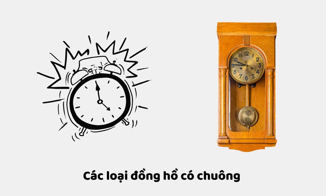 Chuông là gì? Những loại đồng hồ nào có chuông? 2 Đồng hồ báo thức và đồng hồ treo tường quả lắc là hai loại đồng hồ có chuông