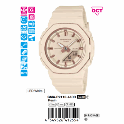 Đồng hồ Casio 46mm Unisex GMA-P2110-4ADR chính hãng Ảnh sản phẩm Casio 46mm Unisex GMA-P2110-4ADR