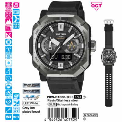 Đồng hồ Casio 49.6mm Nam PRW-B1000-1DR chính hãng Ảnh sản phẩm Casio 49.6mm Nam PRW-B1000-1DR