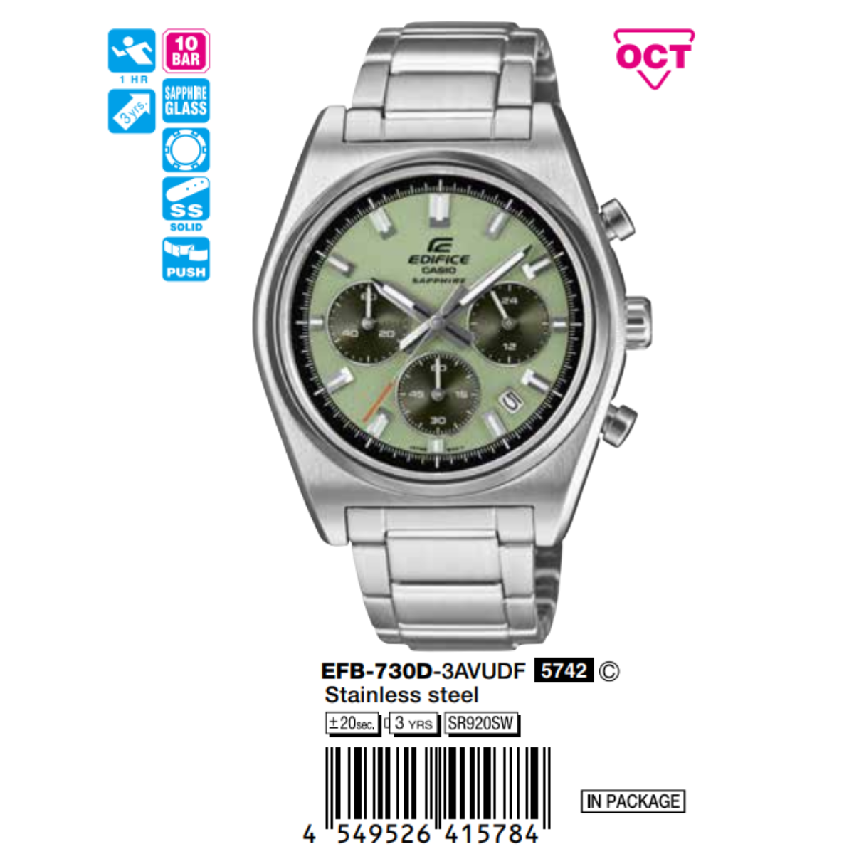 Casio 40mm Nam EFB-730D-3AVUDF
