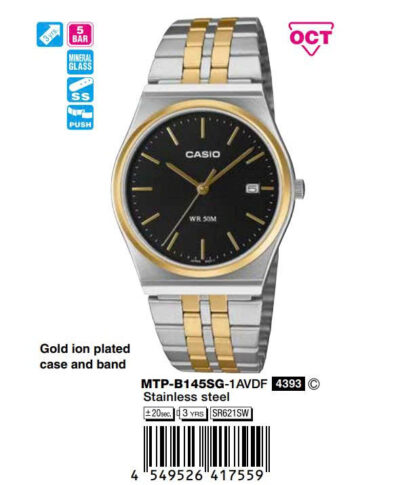 Casio 40mm Nam MTP-B145SG-1AVDF chính hãng Casio 40mm Nam MTP-B145SG-1AVDF